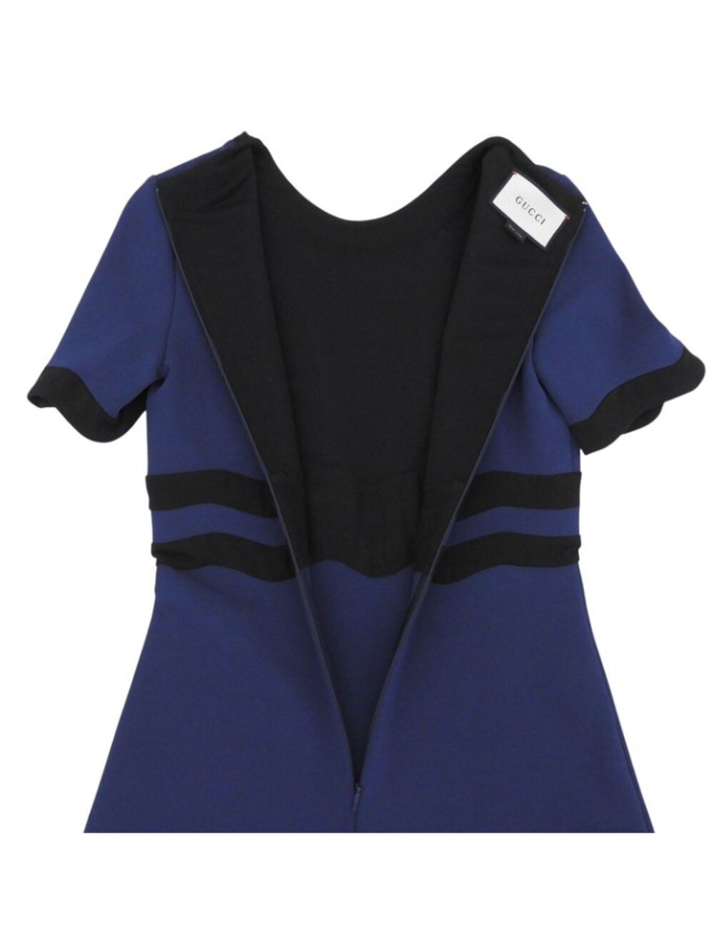 Gucci Bicolor Crew Neck Short Sleeve Dress Navy Black - Picture 5 of 9